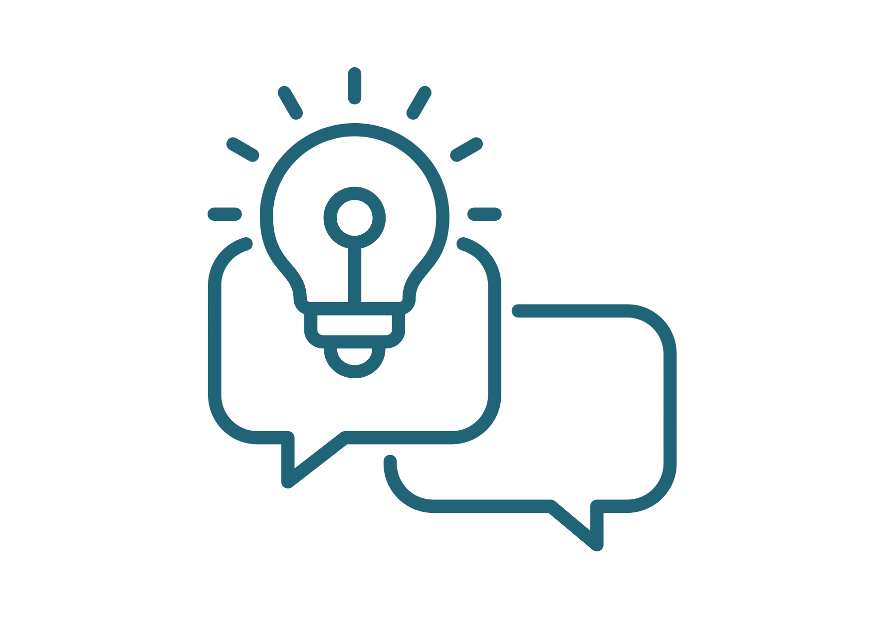 Icon mit Glühbirne in einer Sprechblase, Symbol für Ideen, Beratung und innovative Lösungen im Facility Management.